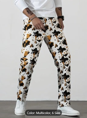 Pantalones de diseño felino multicolor